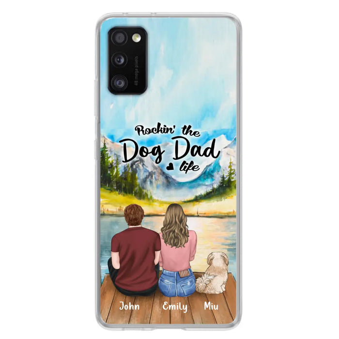 Custom Personalized Pet Parents Phone Case - Parents & Upto 3 Pets - Gifts For Dog Lovers,Cat Lovers - Rockin' The Dog Dad Life