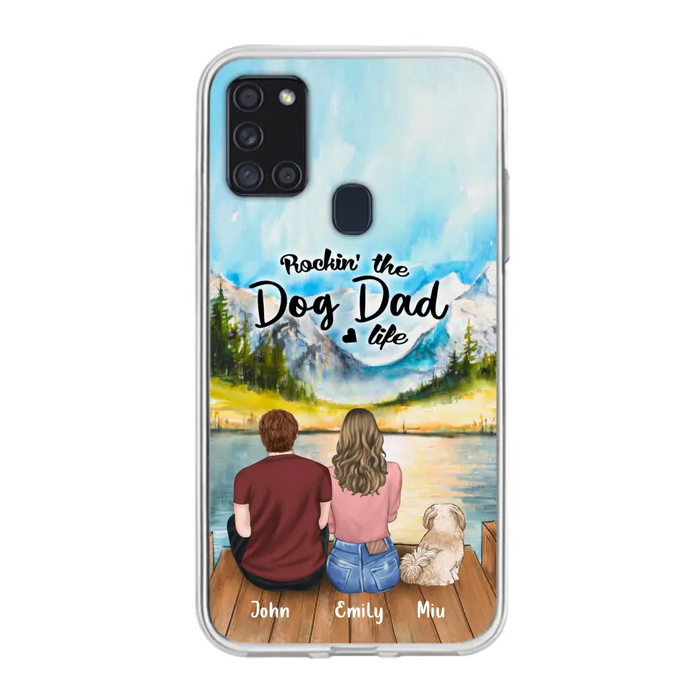 Custom Personalized Pet Parents Phone Case - Parents & Upto 3 Pets - Gifts For Dog Lovers,Cat Lovers - Rockin' The Dog Dad Life