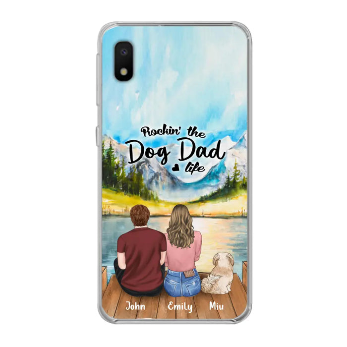 Custom Personalized Pet Parents Phone Case - Parents & Upto 3 Pets - Gifts For Dog Lovers,Cat Lovers - Rockin' The Dog Dad Life