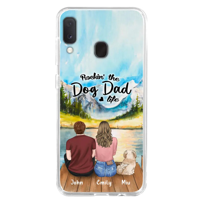 Custom Personalized Pet Parents Phone Case - Parents & Upto 3 Pets - Gifts For Dog Lovers,Cat Lovers - Rockin' The Dog Dad Life