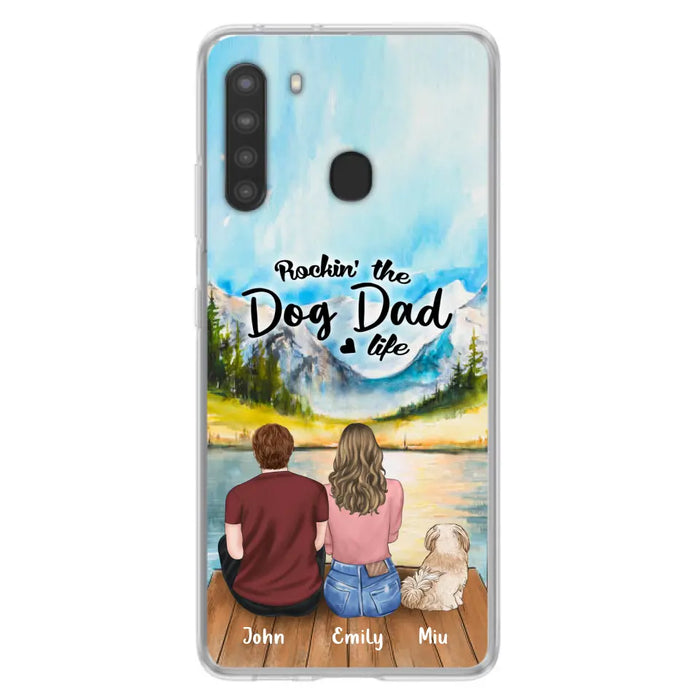 Custom Personalized Pet Parents Phone Case - Parents & Upto 3 Pets - Gifts For Dog Lovers,Cat Lovers - Rockin' The Dog Dad Life