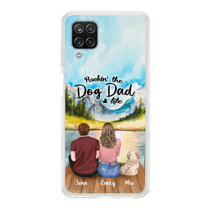 Custom Personalized Pet Parents Phone Case - Parents & Upto 3 Pets - Gifts For Dog Lovers,Cat Lovers - Rockin' The Dog Dad Life