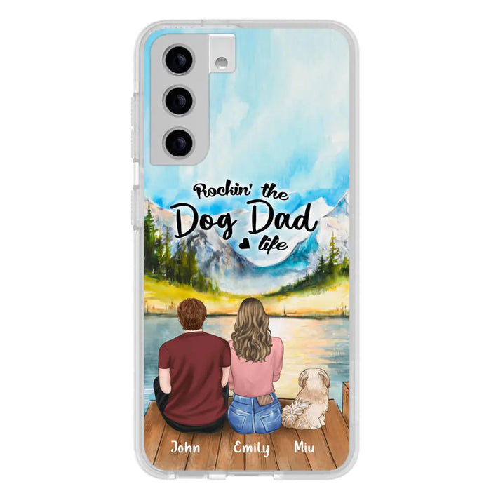 Custom Personalized Pet Parents Phone Case - Parents & Upto 3 Pets - Gifts For Dog Lovers,Cat Lovers - Rockin' The Dog Dad Life