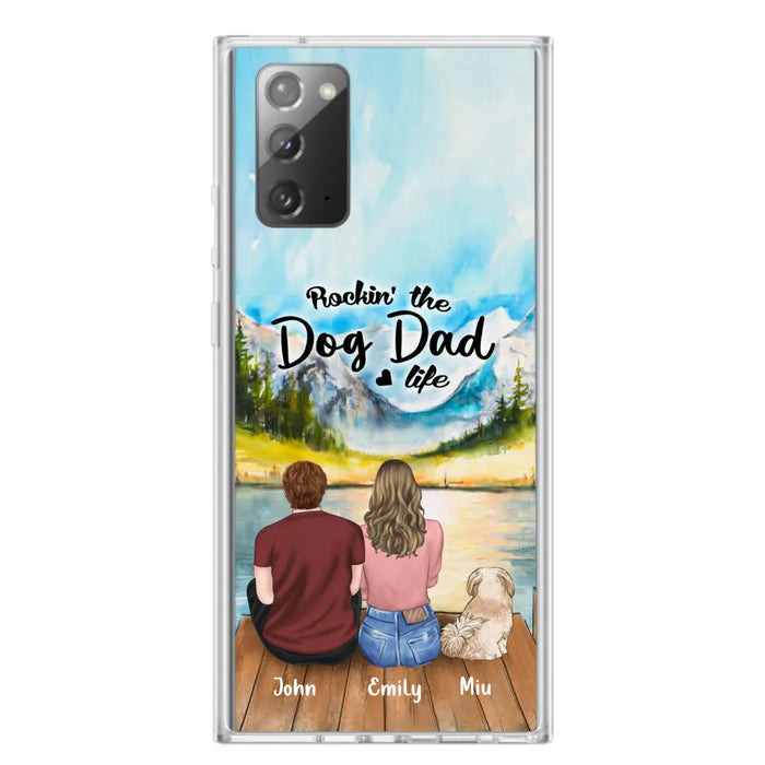 Custom Personalized Pet Parents Phone Case - Parents & Upto 3 Pets - Gifts For Dog Lovers,Cat Lovers - Rockin' The Dog Dad Life