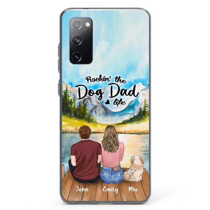 Custom Personalized Pet Parents Phone Case - Parents & Upto 3 Pets - Gifts For Dog Lovers,Cat Lovers - Rockin' The Dog Dad Life