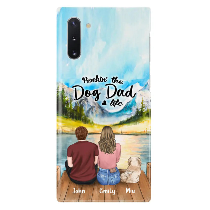 Custom Personalized Pet Parents Phone Case - Parents & Upto 3 Pets - Gifts For Dog Lovers,Cat Lovers - Rockin' The Dog Dad Life