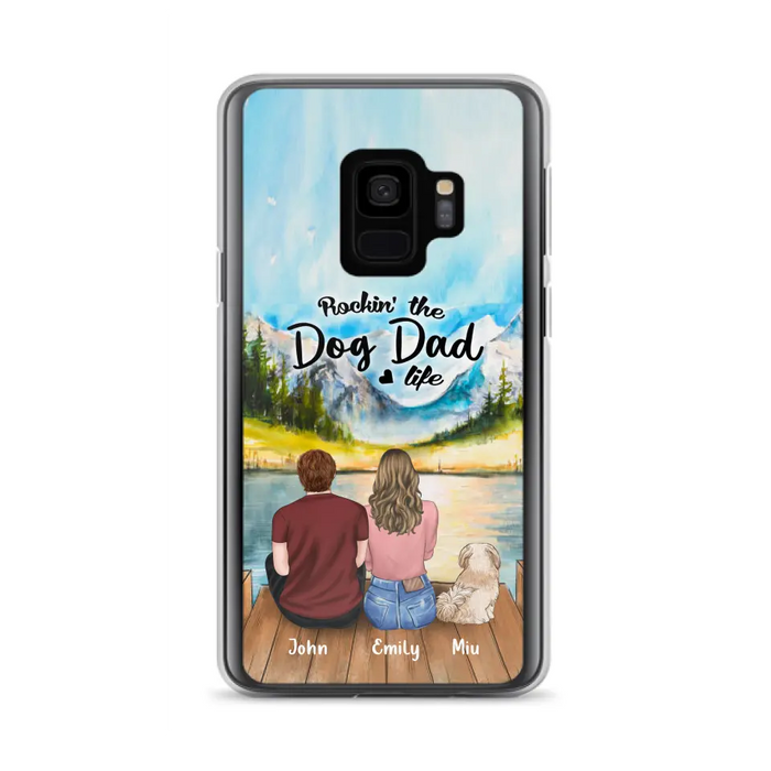 Custom Personalized Pet Parents Phone Case - Parents & Upto 3 Pets - Gifts For Dog Lovers,Cat Lovers - Rockin' The Dog Dad Life