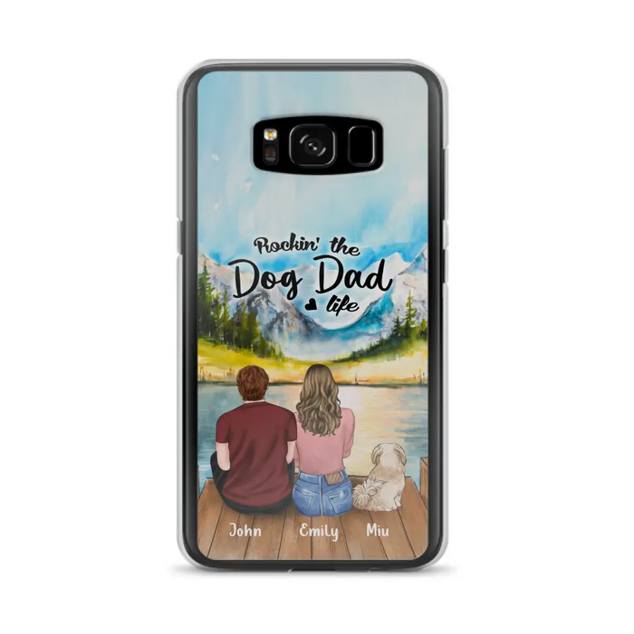 Custom Personalized Pet Parents Phone Case - Parents & Upto 3 Pets - Gifts For Dog Lovers,Cat Lovers - Rockin' The Dog Dad Life