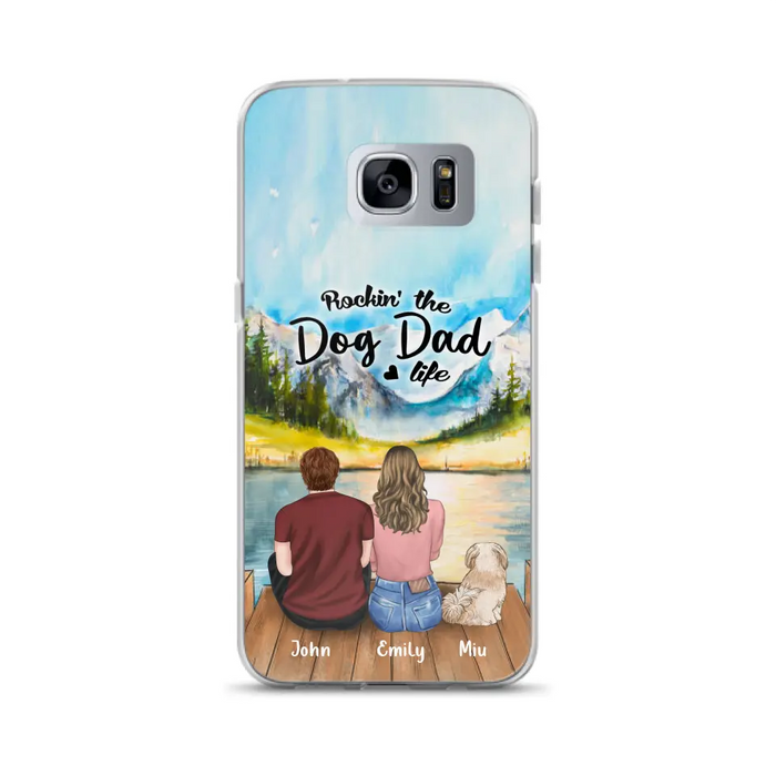 Custom Personalized Pet Parents Phone Case - Parents & Upto 3 Pets - Gifts For Dog Lovers,Cat Lovers - Rockin' The Dog Dad Life