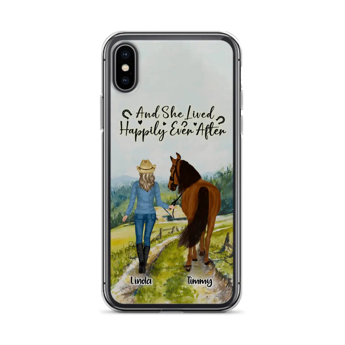 Custom Personalized Horse Girl Phone Case - Upto 4 Horses - Best Gift For Horse Lover - Just A Girl Who Loves Horses - Case For Iphone/Samsung