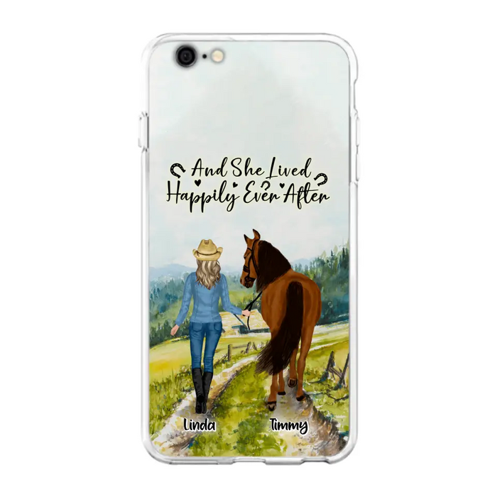 Custom Personalized Horse Girl Phone Case - Upto 4 Horses - Best Gift For Horse Lover - Just A Girl Who Loves Horses - Case For Iphone/Samsung