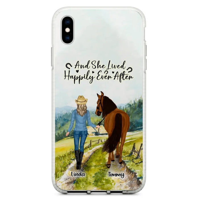 Custom Personalized Horse Girl Phone Case - Upto 4 Horses - Best Gift For Horse Lover - Just A Girl Who Loves Horses - Case For Iphone/Samsung