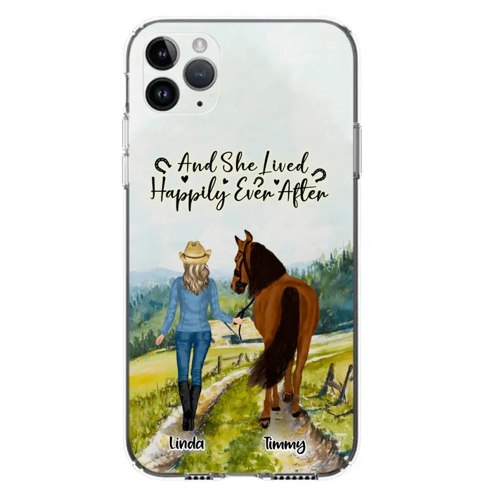 Custom Personalized Horse Girl Phone Case - Upto 4 Horses - Best Gift For Horse Lover - Just A Girl Who Loves Horses - Case For Iphone/Samsung