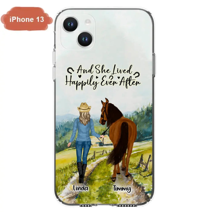 Custom Personalized Horse Girl Phone Case - Upto 4 Horses - Best Gift For Horse Lover - Just A Girl Who Loves Horses - Case For Iphone/Samsung