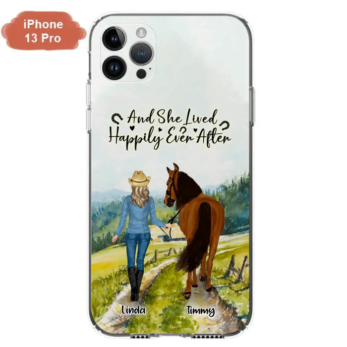 Custom Personalized Horse Girl Phone Case - Upto 4 Horses - Best Gift For Horse Lover - Just A Girl Who Loves Horses - Case For Iphone/Samsung