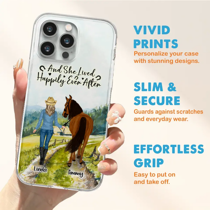 Custom Personalized Horse Girl Phone Case - Upto 4 Horses - Best Gift For Horse Lover - Just A Girl Who Loves Horses - Case For Iphone/Samsung