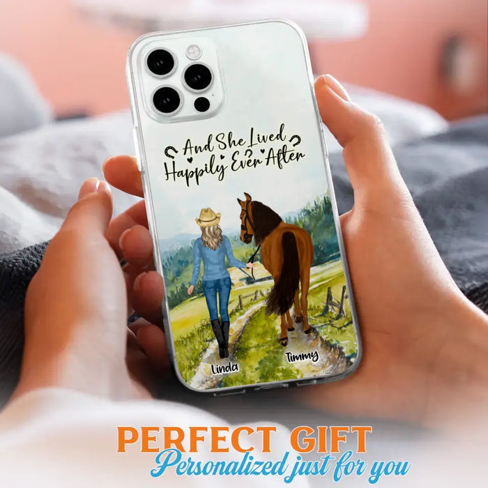 Custom Personalized Horse Girl Phone Case - Upto 4 Horses - Best Gift For Horse Lover - Just A Girl Who Loves Horses - Case For Iphone/Samsung