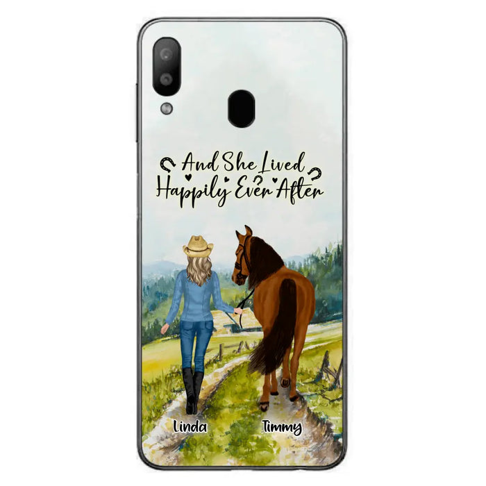 Custom Personalized Horse Girl Phone Case - Upto 4 Horses - Best Gift For Horse Lover - Just A Girl Who Loves Horses - Case For Iphone/Samsung