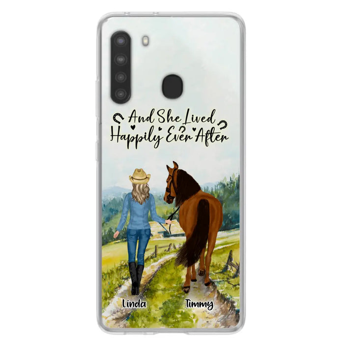 Custom Personalized Horse Girl Phone Case - Upto 4 Horses - Best Gift For Horse Lover - Just A Girl Who Loves Horses - Case For Iphone/Samsung