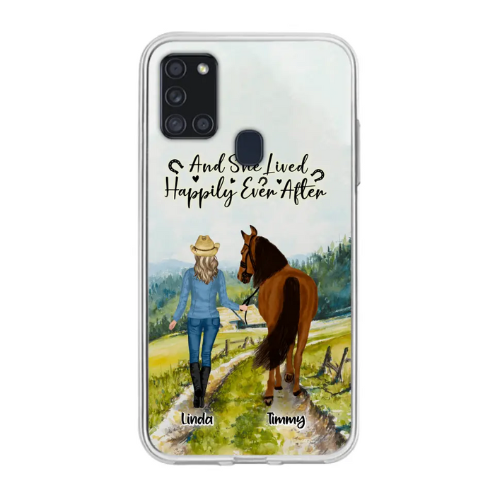 Custom Personalized Horse Girl Phone Case - Upto 4 Horses - Best Gift For Horse Lover - Just A Girl Who Loves Horses - Case For Iphone/Samsung