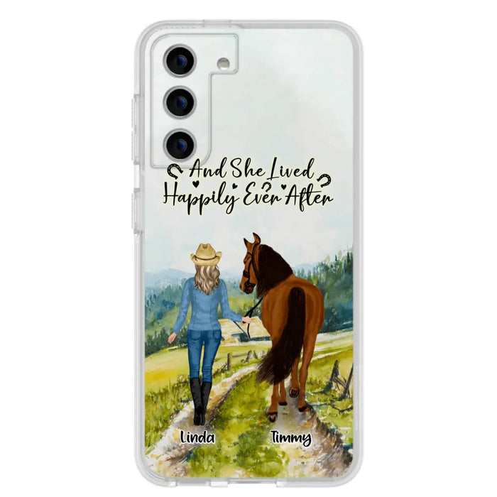 Custom Personalized Horse Girl Phone Case - Upto 4 Horses - Best Gift For Horse Lover - Just A Girl Who Loves Horses - Case For Iphone/Samsung