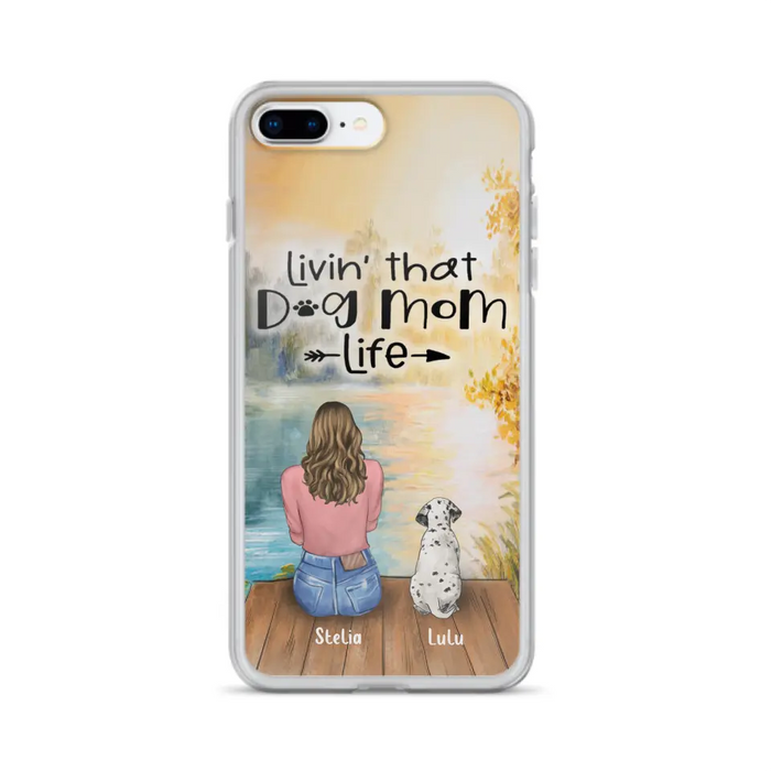 Personalized Dog Mom Phone Case - Up to 4 Dogs - Gift for Dog Lovers - Livin' with dog mom life