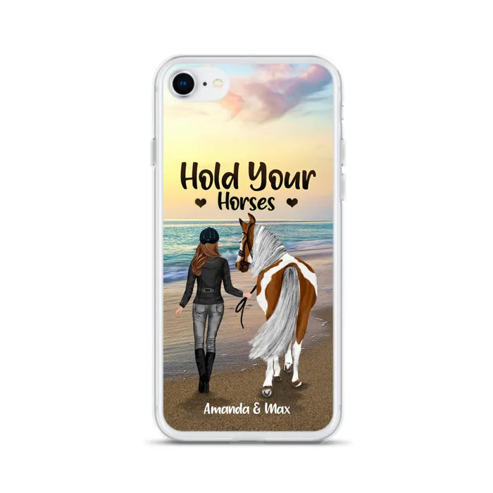 Personalized Horse Girl Phone Case - Girl with up to 2 Horses - Four Feet Move My Soul - QX6ZS1