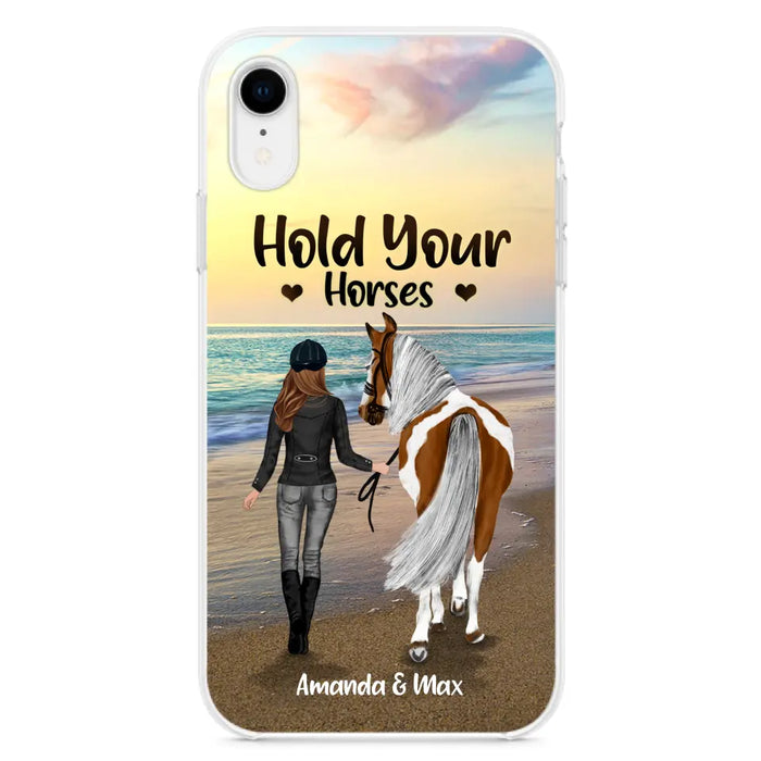 Personalized Horse Girl Phone Case - Girl with up to 2 Horses - Four Feet Move My Soul - QX6ZS1