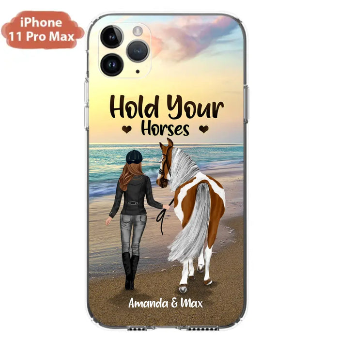 Personalized Horse Girl Phone Case - Girl with up to 2 Horses - Four Feet Move My Soul - QX6ZS1