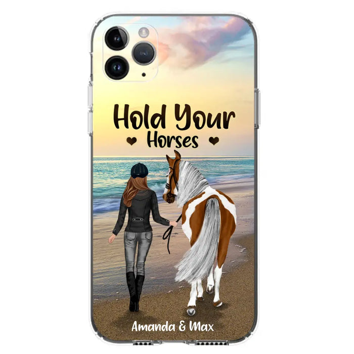 Personalized Horse Girl Phone Case - Girl with up to 2 Horses - Four Feet Move My Soul - QX6ZS1