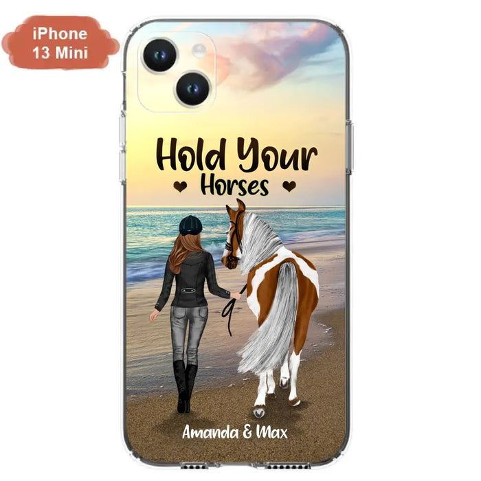 Personalized Horse Girl Phone Case - Girl with up to 2 Horses - Four Feet Move My Soul - QX6ZS1