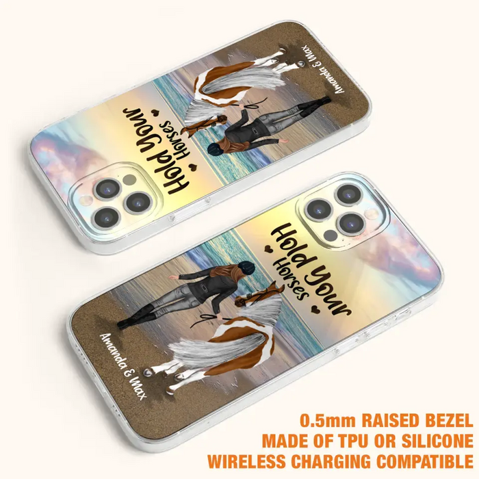 Personalized Horse Girl Phone Case - Girl with up to 2 Horses - Four Feet Move My Soul - QX6ZS1