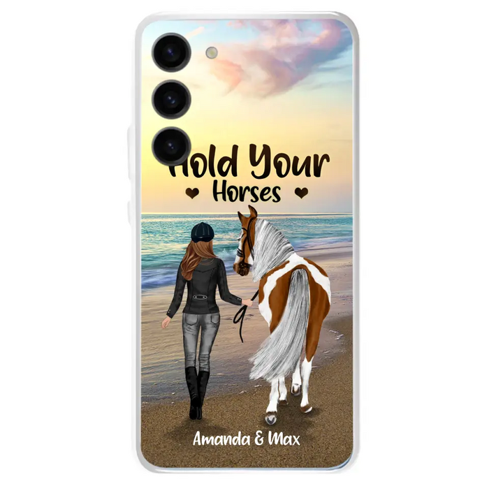 Personalized Horse Girl Phone Case - Girl with up to 2 Horses - Four Feet Move My Soul - QX6ZS1