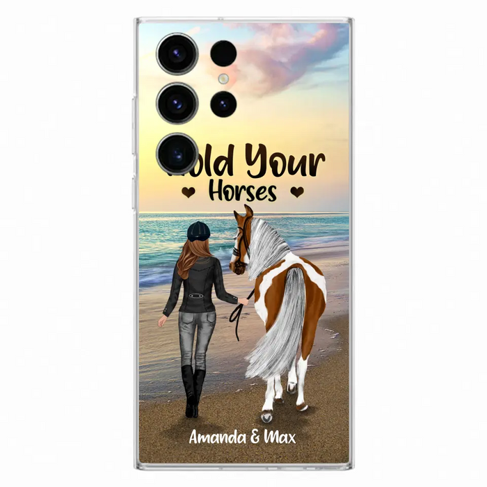 Personalized Horse Girl Phone Case - Girl with up to 2 Horses - Four Feet Move My Soul - QX6ZS1