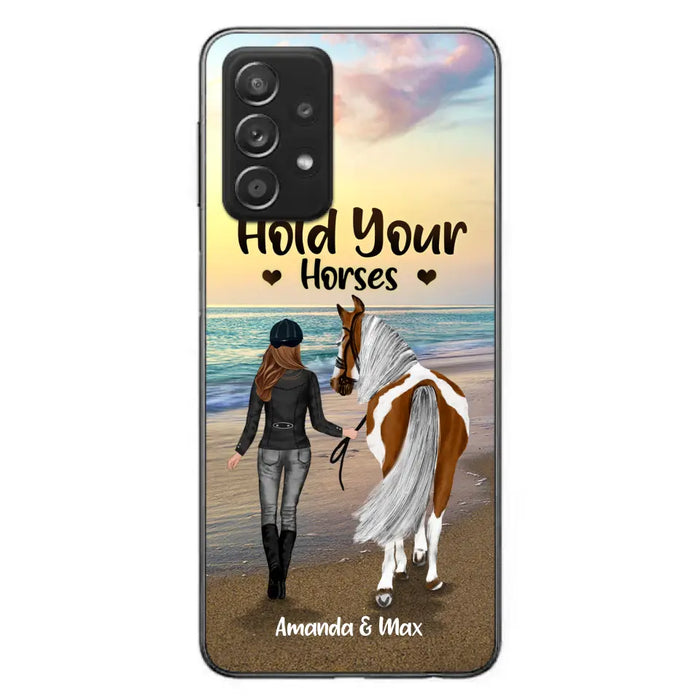 Personalized Horse Girl Phone Case - Girl with up to 2 Horses - Four Feet Move My Soul - QX6ZS1