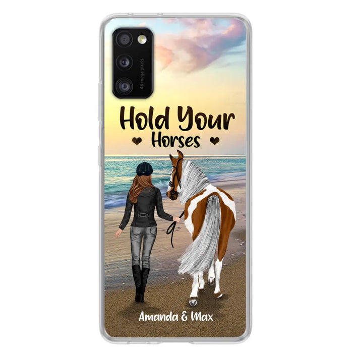 Personalized Horse Girl Phone Case - Girl with up to 2 Horses - Four Feet Move My Soul - QX6ZS1