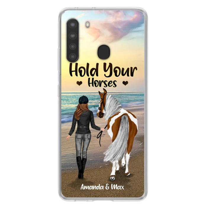 Personalized Horse Girl Phone Case - Girl with up to 2 Horses - Four Feet Move My Soul - QX6ZS1