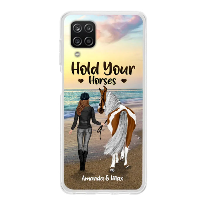 Personalized Horse Girl Phone Case - Girl with up to 2 Horses - Four Feet Move My Soul - QX6ZS1