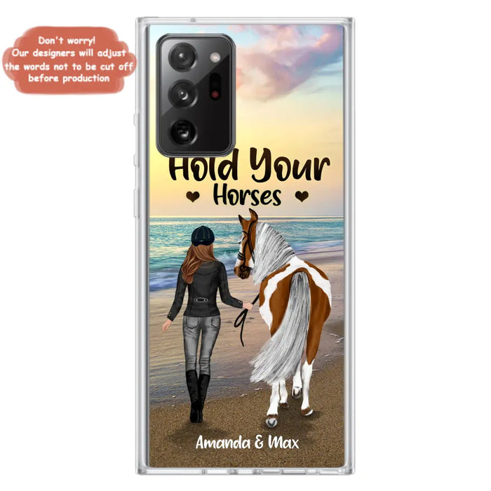 Personalized Horse Girl Phone Case - Girl with up to 2 Horses - Four Feet Move My Soul - QX6ZS1