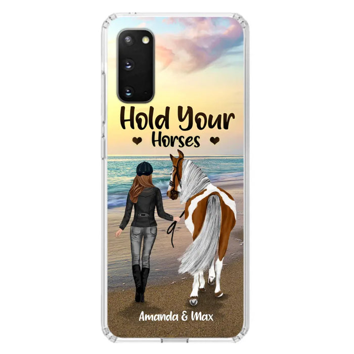 Personalized Horse Girl Phone Case - Girl with up to 2 Horses - Four Feet Move My Soul - QX6ZS1