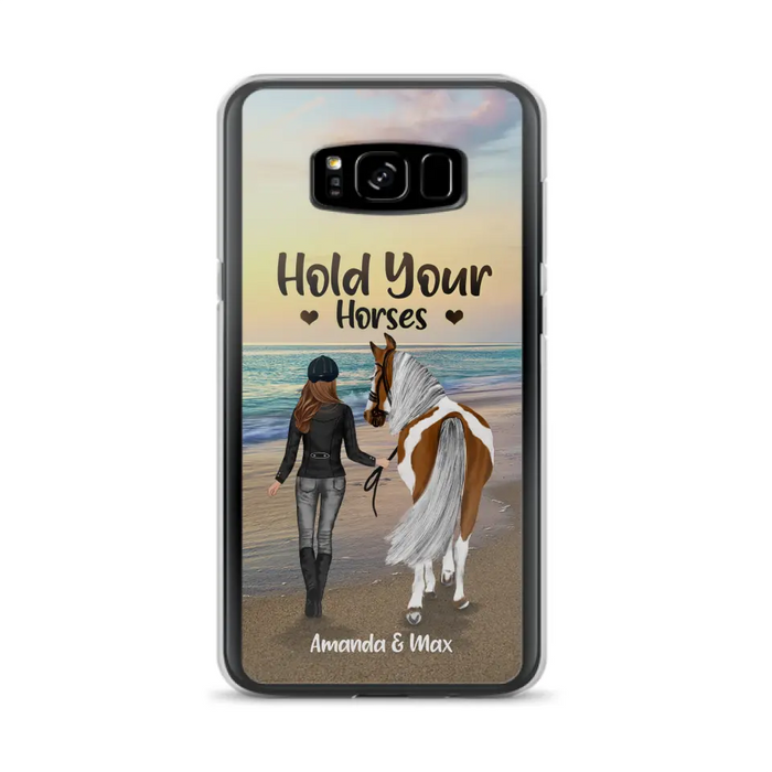 Personalized Horse Girl Phone Case - Girl with up to 2 Horses - Four Feet Move My Soul - QX6ZS1