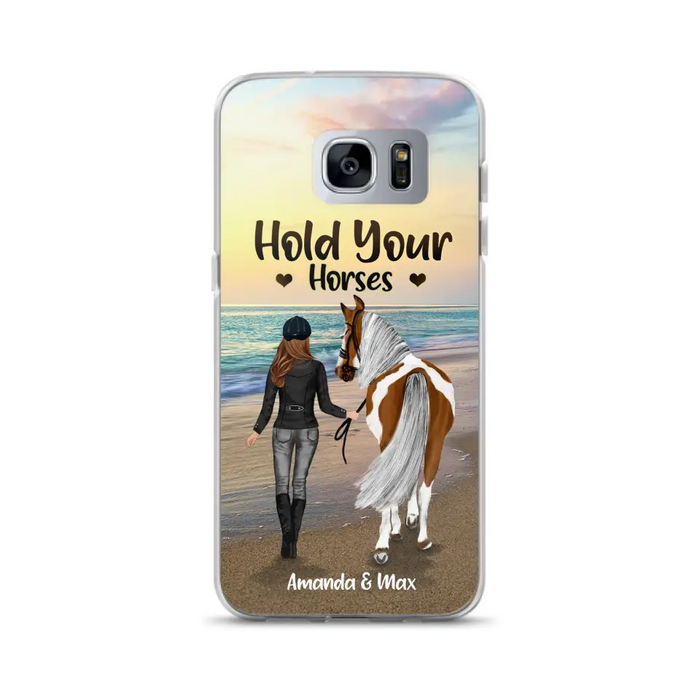 Personalized Horse Girl Phone Case - Girl with up to 2 Horses - Four Feet Move My Soul - QX6ZS1