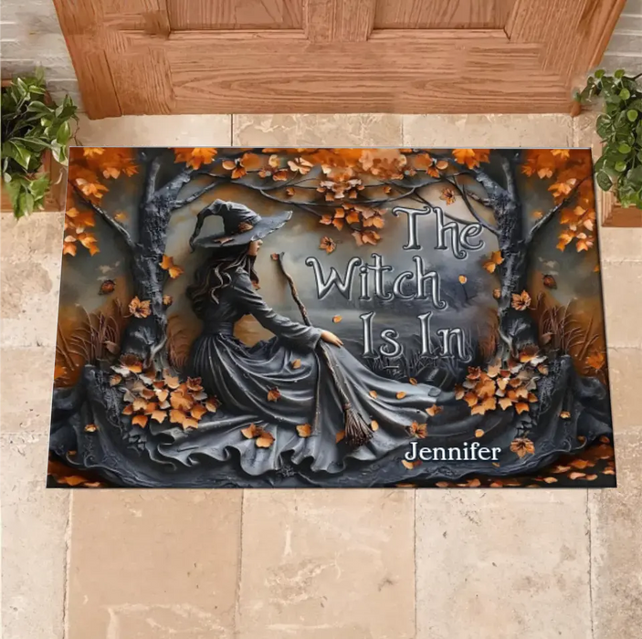 Custom Personalized Witch Broom Doormat - Halloween/ Birthday Gift Idea For Yourself, Women, Witch Lovers - The Witch Is In