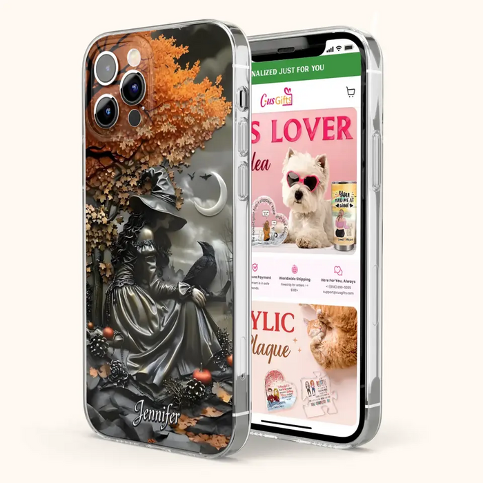 Custom Personalized Witch Phone Case - Halloween/ Birthday Gift Idea For Yourself, Women, Witch Lovers - Case For iPhone/ Samsung