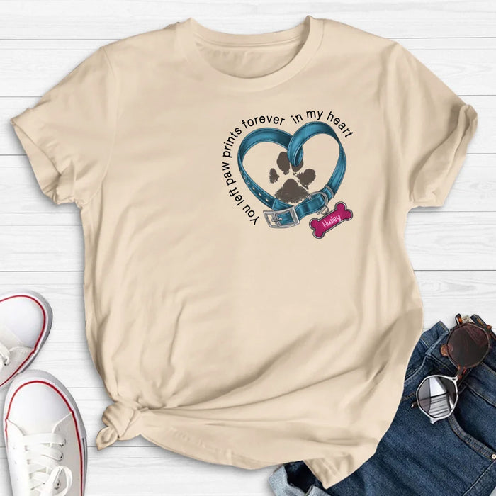 Custom Personalized Dog T-shirt/ Hoodie - Gift Idea For Dog Lover/ Mother's Day/Father's Day - You Left Paw Prints Forever In My Heart