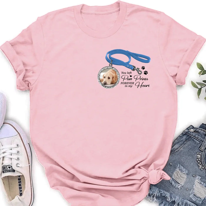 Custom Personalized Memorial Dog Lead T-shirt/ Hoodie - Memorial Gift Idea For Dog Lover - You Left Paw Prints Forever In My Heart