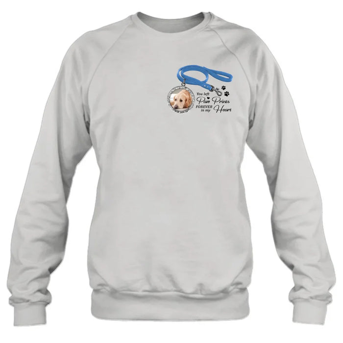 Custom Personalized Memorial Dog Lead T-shirt/ Hoodie - Memorial Gift Idea For Dog Lover - You Left Paw Prints Forever In My Heart