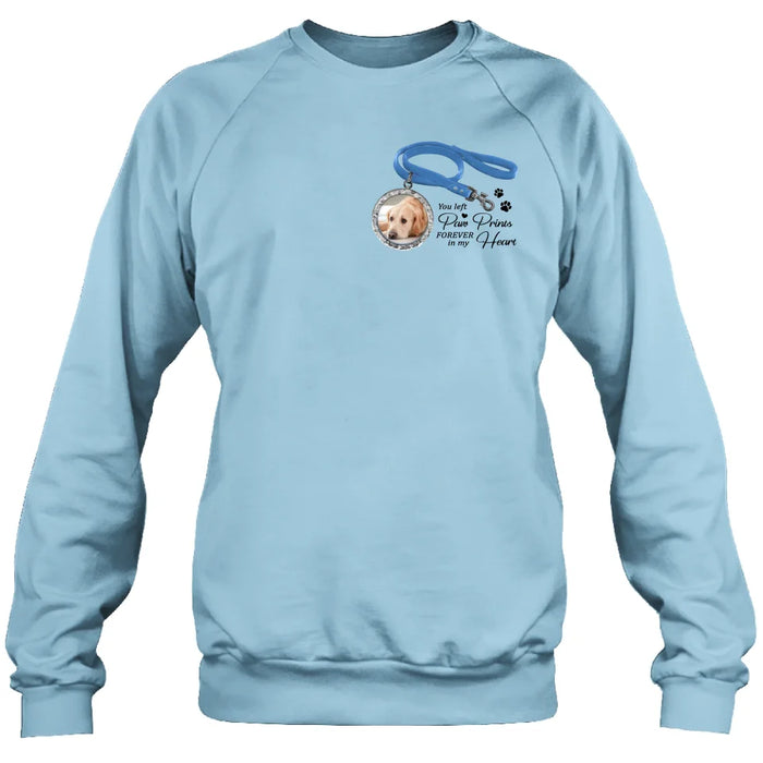 Custom Personalized Memorial Dog Lead T-shirt/ Hoodie - Memorial Gift Idea For Dog Lover - You Left Paw Prints Forever In My Heart