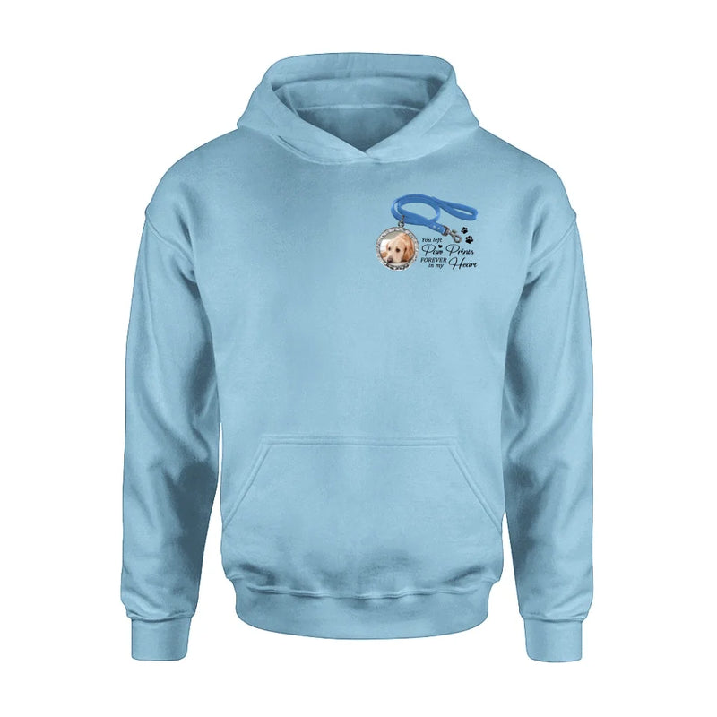 Personalized Memorial Dog Lead T-shirt/Hoodie - Memorial Gift Idea For Dog Lover - You Left Paw Prints Forever In My Heart