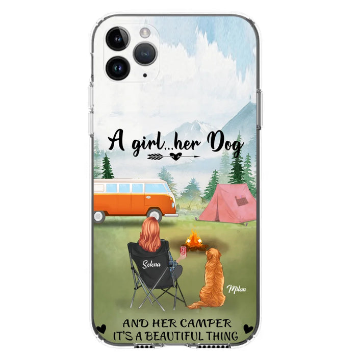 Custom Personalized Dog Mom Camping Phone Case - Mom With Upto 4 Dogs - Best Gift For Dog Lovers - For iPhone And Samsung Phone Case